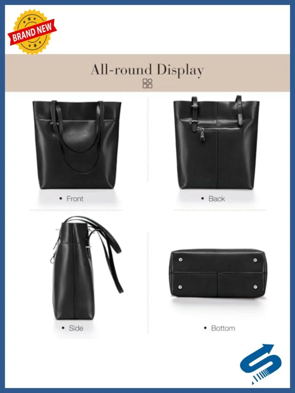 Genuine Leather Large Tote Bag for Women, Adjustable Shoulder Strap, Fits 13